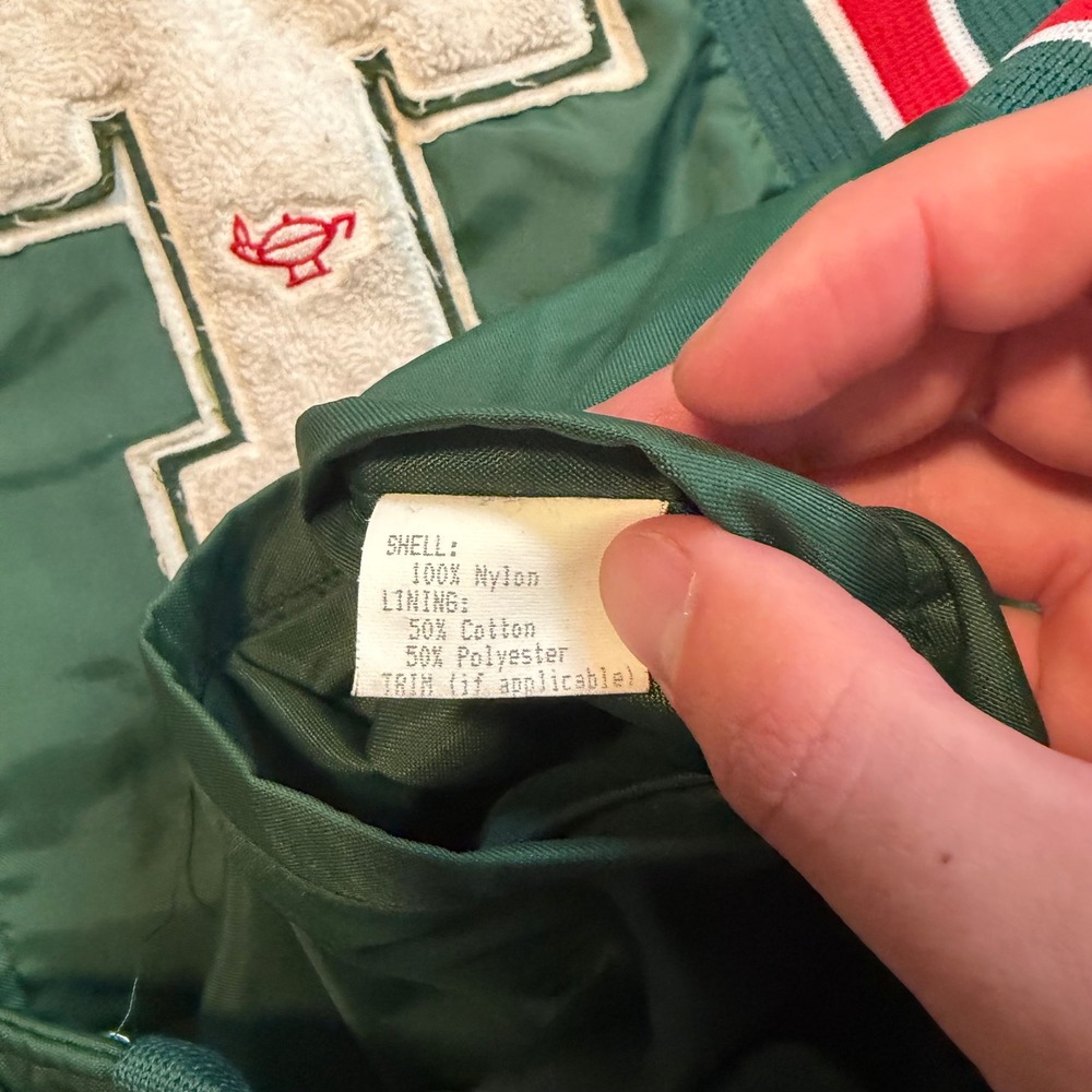 VTG 90s Arsenal Technical High School Varsity Jacket XXL Green Nylon Bomber IN - Picture 5 of 8